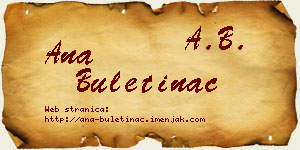 Ana Buletinac vizit kartica
